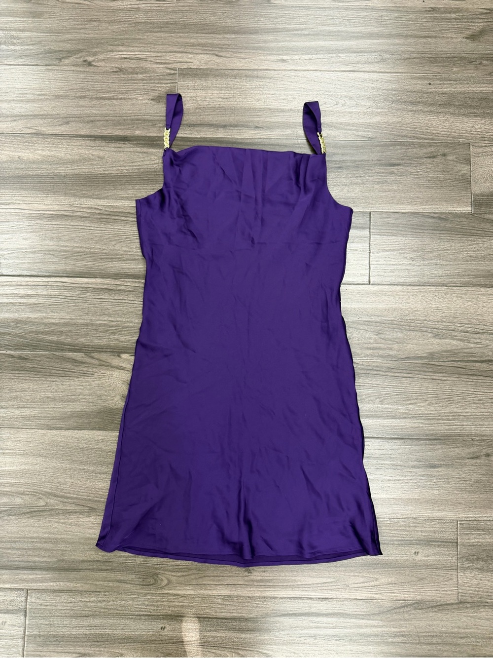 Guess by Marciano Purple Mini Dress with Gold Chain Straps